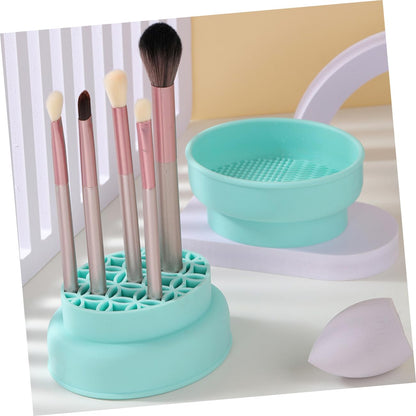 Makeup Tool Cleaner Bowl Makeup Brush Drying Mat Makeup Brush Cleaning Mat Cosmetic Cleaning Tool Makeup Brush Scrubber Cleaner Bowl for Makeup Tools Sponge Dryer Green