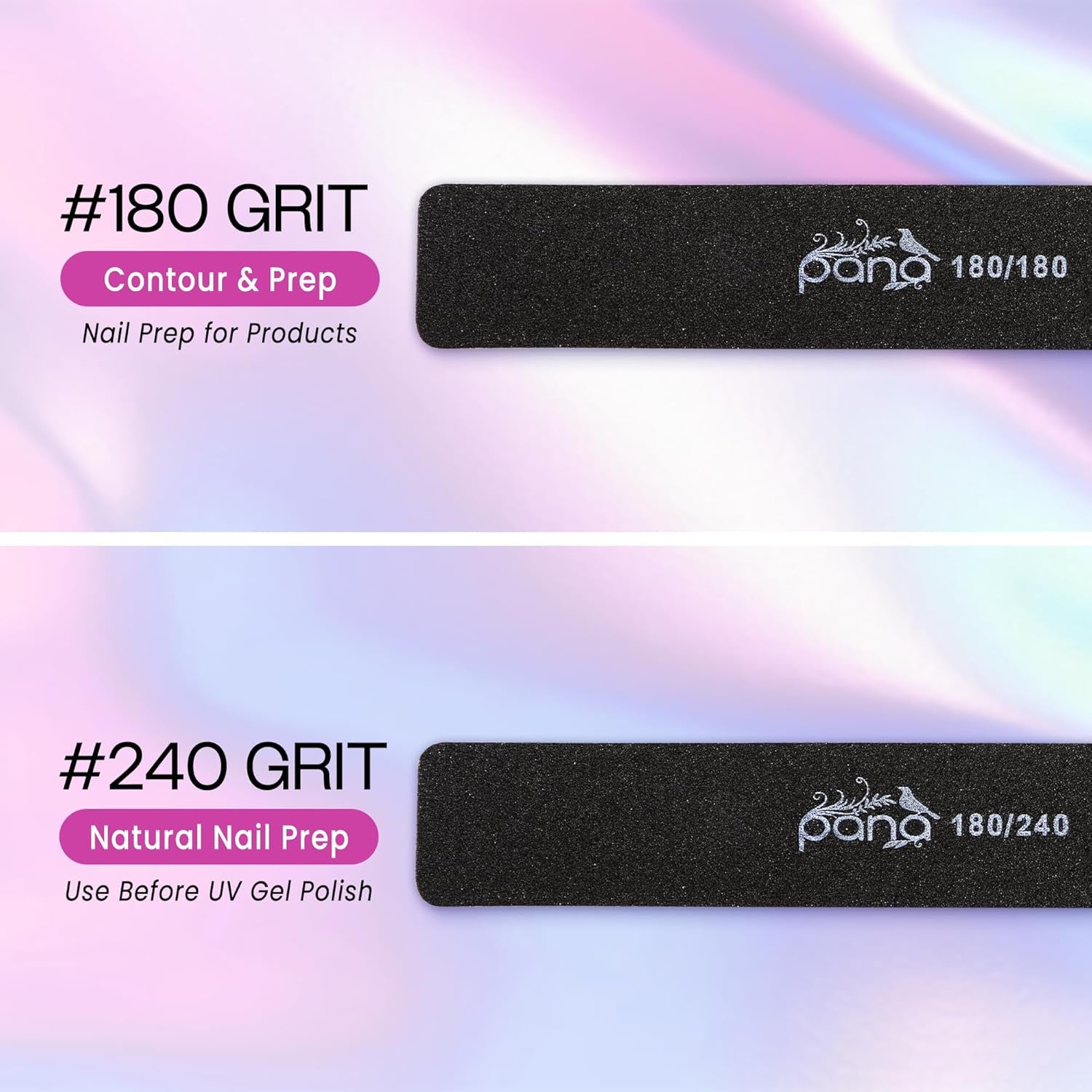 10Pcs -  Jumbo Double-Sided Emery Nail File for Manicure, Pedicure, Natural, and Acrylic Nails - Black (Grit 80/80)