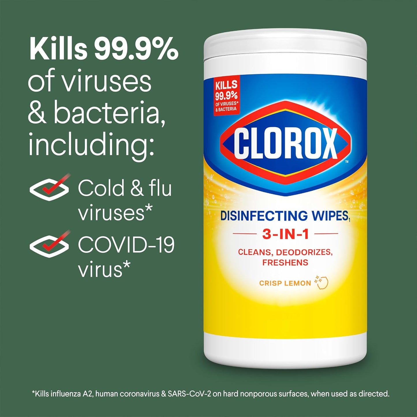 Disinfecting Wipes Value Pack, Bleach Free Cleaning Wipes, 75 Count Each, Pack of 2, Packaging May Vary